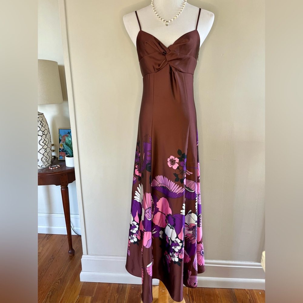 Express Brown and Purple Floral Maxi Dress